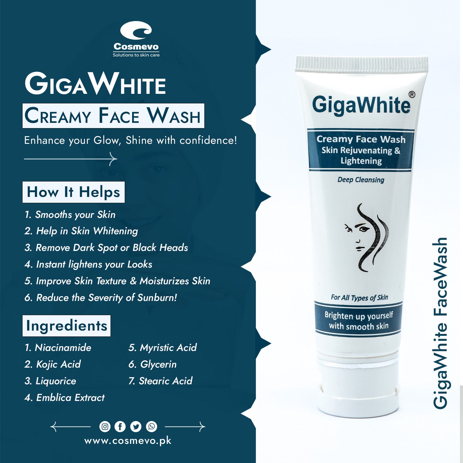 Gigawhite Creamy Facewash - Cosmevo